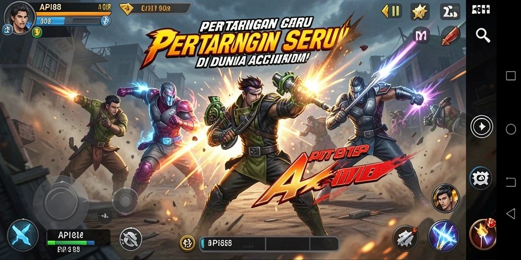 Screenshot menampilkan gameplay seru API88 saat karakter bertarung.