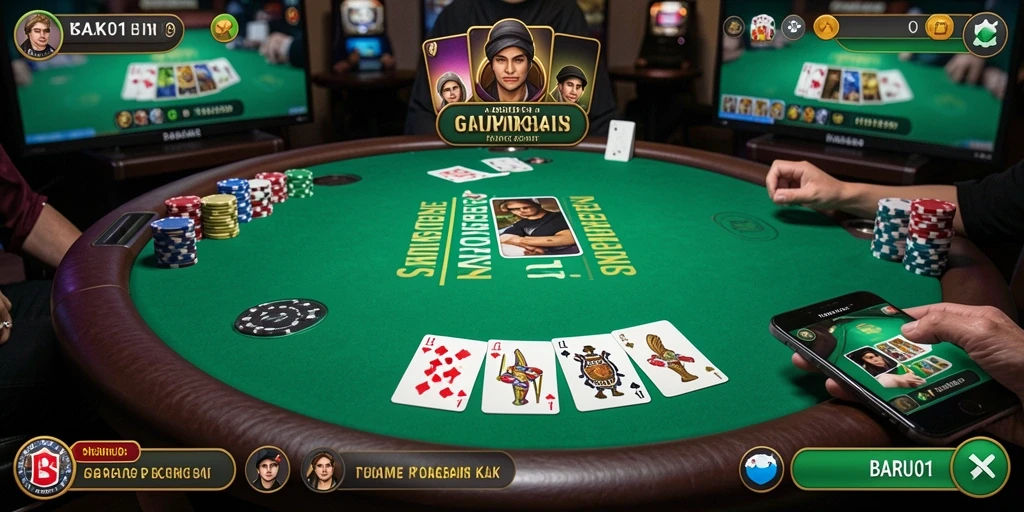 Tangkapan layar menampilkan gameplay Poker yang seru dan interaktif di BARU01.