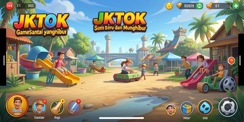 Tampilan gameplay seru di JKTOK dengan grafis warna-warni.