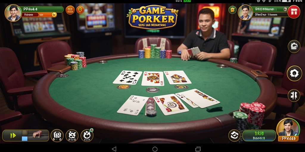 Tampilan menakjubkan gameplay Poker yang mendebarkan.