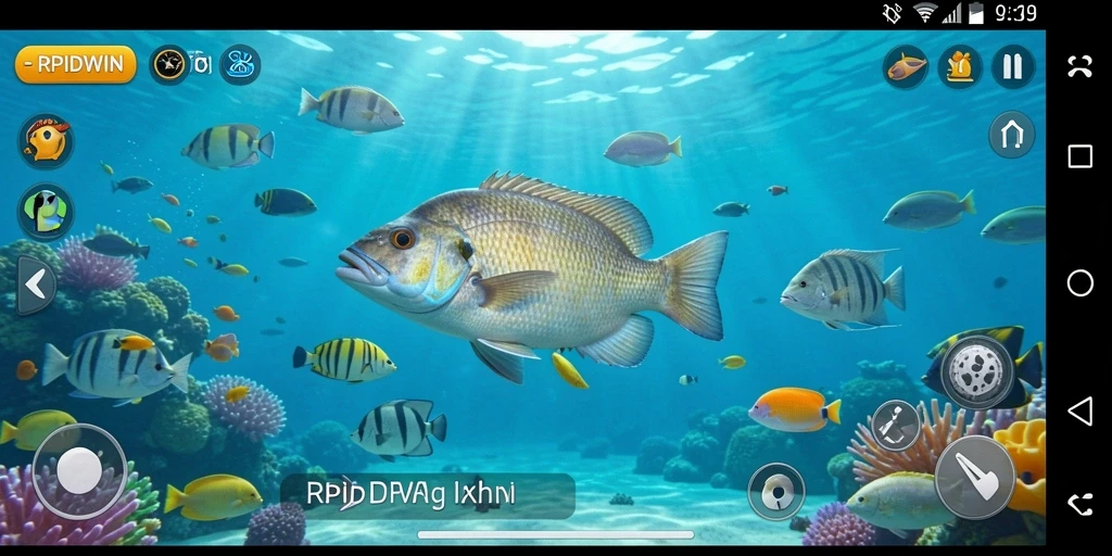 Tampilan gameplay RPIDWIN yang menampilkan momen seru menangkap ikan.