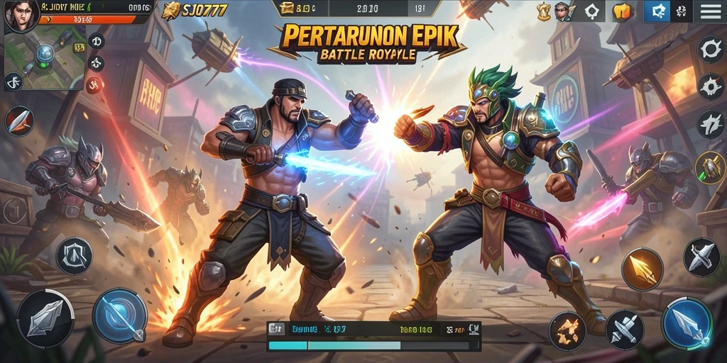 Tampilkan momen beraksi dalam permainan Battle Royale SJO777.