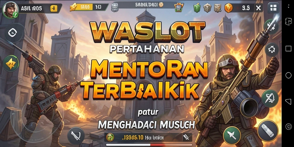 Tampilan gameplay WASLOT dengan berbagai strategi menara Tower Defense.