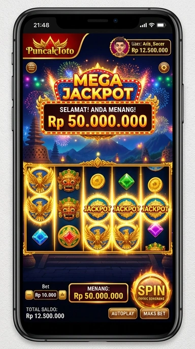 Tampilan antarmuka aplikasi Puncaktoto untuk pengguna Android.
